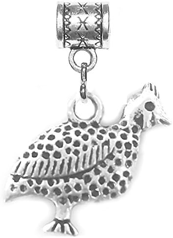 "Pheasant" Tibetan Silver hanging charm for Pandora style bracelets, pendant necklace or key chain. Great gift for a nature lover or a hunter.