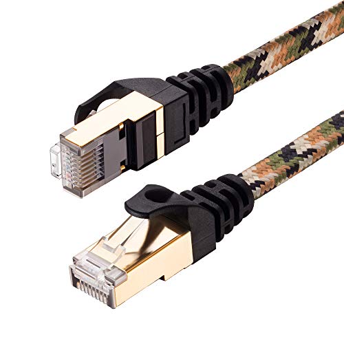 Short Cat7 Shielded Ethernet Cable 1 Feet (Highest Speed Cable),Ruaeoda Cat7 Flat Ethernet Patch Cables - Internet Cable for Modem, Router, LAN, Computer - Compatible with Cat 6，Cat7 Cat 5 5e Network