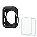 Flexible Rugged Protective Apple Watch TPU Case [Black], with 2 Tempered Glass Screen Protector for Apple Watch Series 2 - 42mm