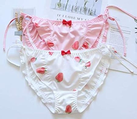 Amazon Co Jp Somnus258 2枚 バンド ピンク 白 いちご リボン パンツ レディース 下着 セット かわいい 女装 変装 男性 男の娘 パンティー 女性 婦人 女の子用 セクシー アンチ露出 レディース ショーツ ランジェリー ブリーフ 柔らかい グッズ プレゼント 人気 日系少女