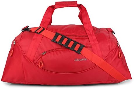 Men's and Women's Polyester Large Capacity Multi Pocket Heavy Gym Travel Duffle Bag Organizer (Red)