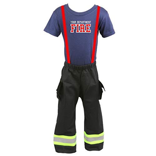 Fully Involved Stitching Personalized Firefighter Toddler Black 2-Piece Outfit (3T)