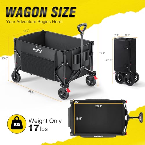 Carrito Plegable Más Duradero con Ruedas Todoterreno de 360°, Carrito de Compras para Mandado Transportador, Carro de Carga Tipo Wagon Vagón para Niños, Camping, Mudanza, Viajes, Mascotas
