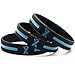 Inkstone Light Blue Awareness Ribbon Silicone Bracelets (12-pack) - Wholesale Pack of 1 Dozen Unisex Wristbands for Unisex Adults