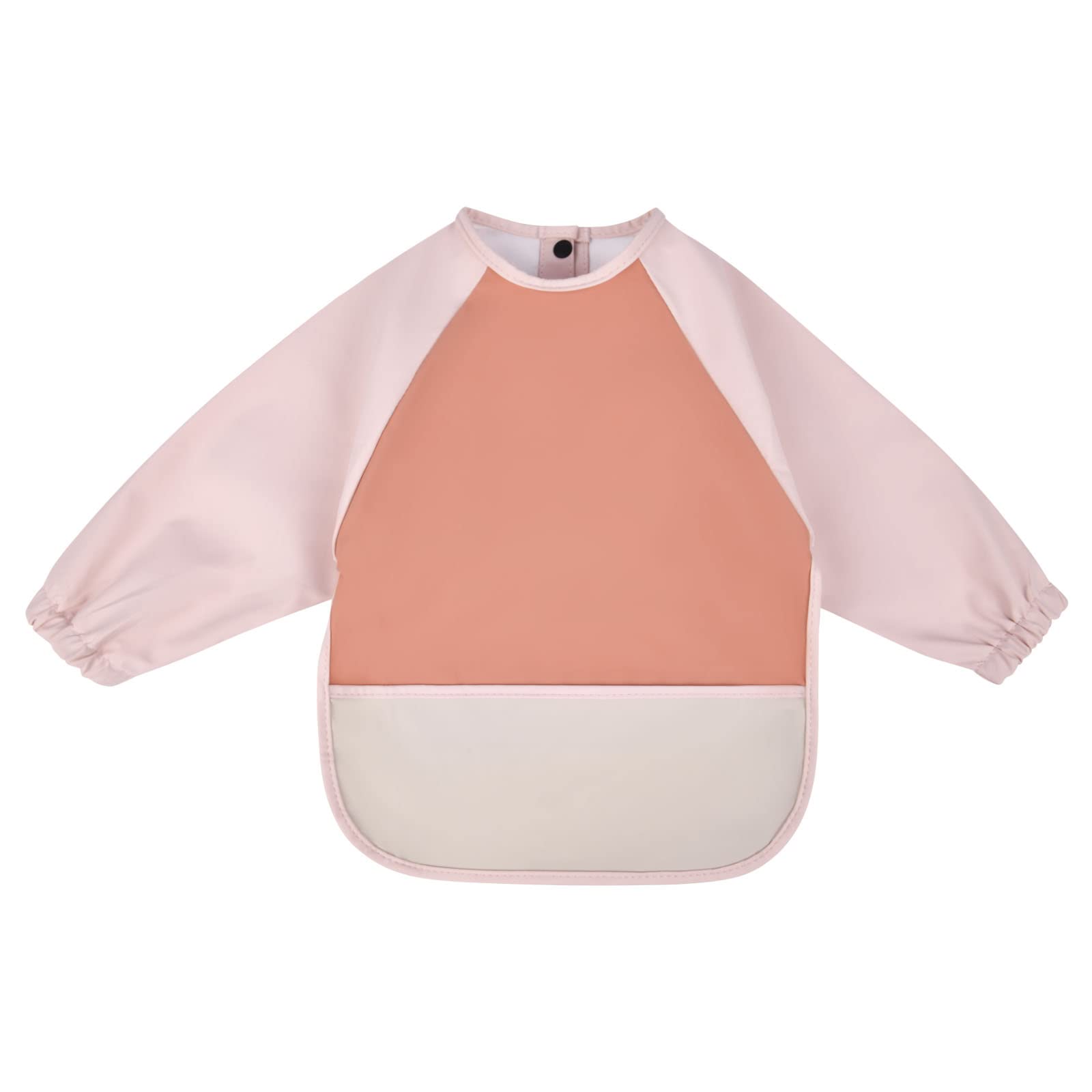 Vicloon Baby Weaning Bibs, PU Feeding Bibs With Long Sleeves, Waterproof Toddler Bibs Easy to Clean, Suitable for Babies From 6 Months to 12 Months