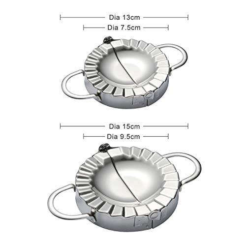 5 Pieces Stainless Steel Dumplings Maker, 2 Dumpling molds (9.5 cm, 7.5 cm) 3 Dumpling Skin Maker (9.5 cm, 8.5 cm, 7.5 cm) Chinese Dumpling Cutter Pie Ravioli Empanadas Press Mold Kitchen Accessories