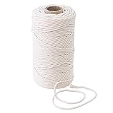 SUNTQ Macrame Cord 1-Strand Twisted (4mm x 492.1Feet) Soft Unstained Cotton Rope for Handmade Plant Hanger, Wall Hanging Craft Making, Crafts, Knitting,Decorative Projects Original Color Cotton String