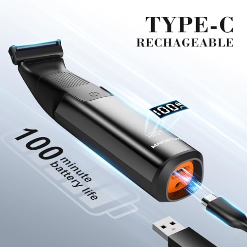 MAXGROOM Manscape Body Hair Trimmer for Men - 2-in-1 Electric Razor, Waterproof Wet/Dry Hair Shavers & Groomer for Pubic Groin & Ball Hair