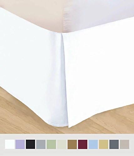 iCOVER BEDDING PLATINUM 1800 COLLECTION BRUSHED MICROFIBER PLEATED BED SKIRT, Wrinkle and Fade resistant, 1Piece Bed Skirt, 15" Fall, Four Pleats (Queen, White)