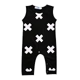 Newborn Kids Baby Boys Girls Sleeveless Summer Cotton Romper Jumpsuit Outfits (90 (12-18M), Black)