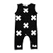 Newborn Kids Baby Boys Girls Sleeveless Summer Cotton Romper Jumpsuit Outfits (90 (12-18M), Black)