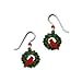 Red Cardinal Sitting on a Christmas Round Wreath with Rhinestone Earrings by Sienna Sky 1645