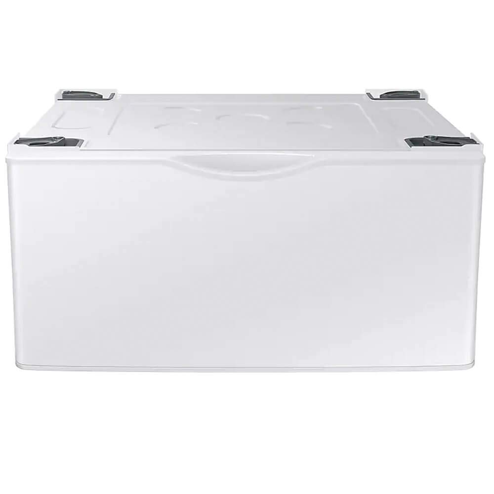 SAMSUNG 27-Inch Washer Dryer Pedestal Stand w/ Pull Out Laundry Storage Drawer, Stainless Steel, WE402NW/A3, White