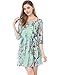 Allegra K Women's 3/4 Sleeve Round Neck Floral Pattern Fully Lined Dress S Mint
