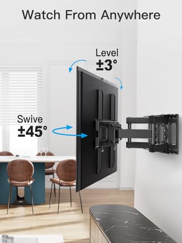 Pipishell TV Wall Mount for 26-74 inch Flat Curved LED LCD Screen TVs up to 45 kg, Full Motion TV Mount Bracket Articulating Swivel Extension Tilting Leveling, Max VESA 400x400mm, PIMFK1