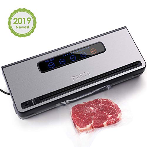 PARTU 2-in-1 Vacuum Sealer Machine Automatic Food Sealing & Vacuum for Dry/Wet Food Savers w/ 11" x 118" Sealer Bag , 2 External Suction Pipe for Fresh-keeping Tank and Clothes Storage