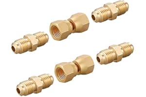 Litorange 4 PC Brass 1/4" Flare Male Adapter & 2 PC Brass 1/4" Female Flare Swivel Nut - Pack of 6