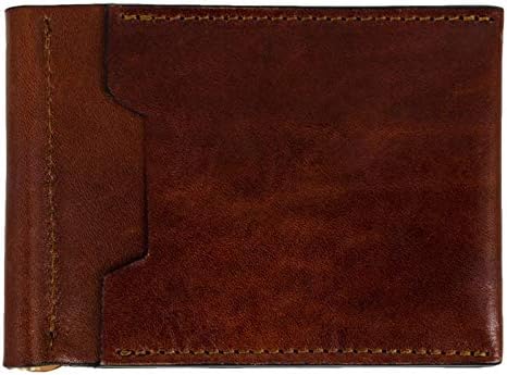 Time Resistance Leather Money Clip Wallet | Hand Dyed by Vegetable Tanning, Business or Credit Card, ID Pocket Unisex