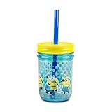 Despicable Me Minion Mason Jar Cup with Screw-on Lid and Straw