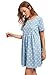 MAKEMECHIC Women's Loose Polka Dot Short Sleeve A-line Babydoll Dress #Blue L