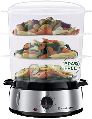 Russell Hobbs Cuiseur Vapeur 9L Programmable Minuteur, Cuisson Légumes, Riz, Œufs - 19270-56 - Cuisine A Vivre Russell Hobbs Cuiseur Vapeur 9L Programmable Minuteur, Cuisson Légumes, Riz, Œufs - 19270-56