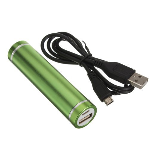 2600mah Power Bank Cylindrical Shaped Portable External Battery Backup Charger (Green)