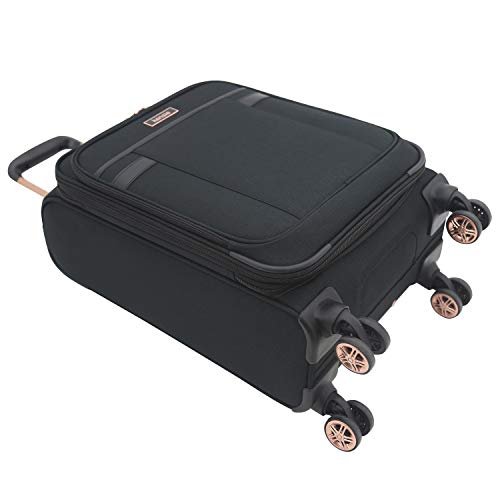 kensie Women's Hudson Softside 3Piece Spinner Luggage Set, Black with