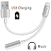 2 in 1 Lightning iPhone 7 Adapter, ATOOL Lightning to 3.5mm and USB Charger Audio Earphones Jack Cable [No Music Control] for iPhone 7/7 Plus - Silver
