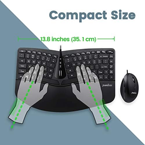 Amazon Com Perixx Periduo 406 Wired Mini Ergonomic Split Keyboard And Vertical Mouse Combo Adjustable Palm Rest Tilt Scroll Wheel Membrane Low Profile Keys Numeric Keypad Not Included Us English