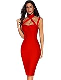 Meilun Womens Sleeveless Bodycon Dress Bandage Straless Dress (M, Red-1)