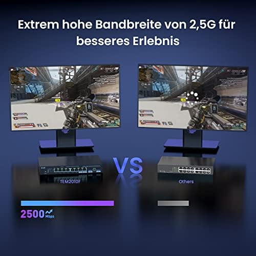 2.5 Gbit Switch 8-Port Unmanaged 2.5G Netzwerk Switch mit 2 SFP-Ports (VLAN, Statische Aggregation, Plug & Play, Desktop-/Wandmontage, Metallgehäuse)(TEM2010F)