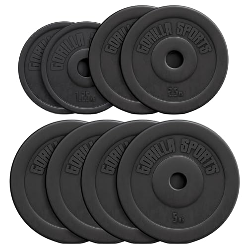 GORILLA SPORTS® Hantelscheiben 1,25–30 kg, Einzel/Set, 30 mm, Kunststoff