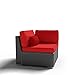 Modenzi C-U (Left) Corner Chair Outdoor Patio Furniture Espresso Brown Wicker (Red)