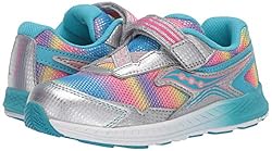 Saucony Ride 10 Jr Running Shoe, Silver Multi, 4 US