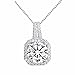 Hollywood Sensation Women Pendant Necklaces : Round Cut Cubic Zirconia18k White Gold Plated+Natural Mink Mega Volume Eyelashes+Travel Size 4 Pieces Makeup Brushes,Gift for Her