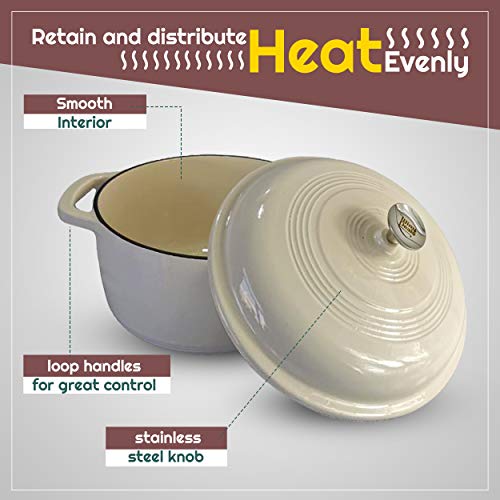 6 Quart Enameled Cast Iron Dutch Oven Pot with Lid Round Enamel