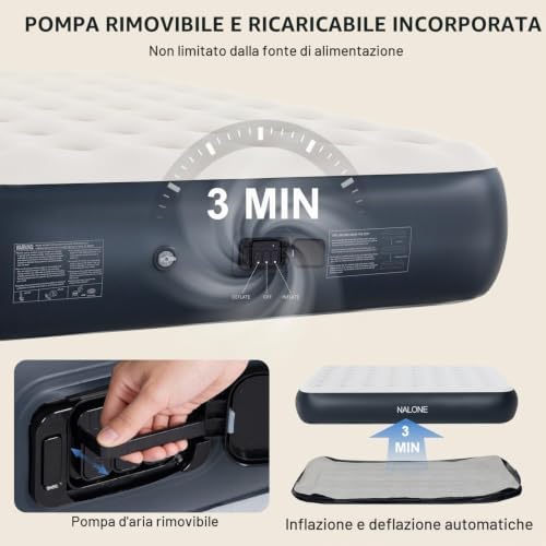 Materasso Gonfiabile Matrimoniale Con Pompa Integrata 191x137x33cm