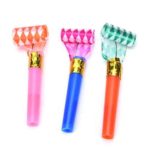 Eshylala 100PCS Party Noisemakers Party Horns Tube Blowouts Noisemakers Party Blowouts Whistles Party Blowers, Great Bag Stuffers (Random Color)
