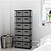 Function Home 12-Drawer Chest, 6 Tier Storage Organizer Tower, Metal Shelf with 12 Removable Fabric Bins, Ideal for Home Office Dorm Bedroom, Grey