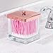 mDesign Modern Glass Square Bathroom Vanity Countertop Storage Organizer Canister Jar for Cotton Swabs, Rounds, Balls, Makeup Sponges, Bath Salts - 2 Pack - Clear/Rose Gold