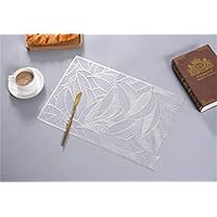 DaTun648 Placemat Washable PVC Table Mats Set of 6, Heat Resistant Anti-Slip Kitchen Dining Coffee Table Placemats (Rectangle) Home Hotel (Color : Silver, Size : 46.5X30.2 cm)