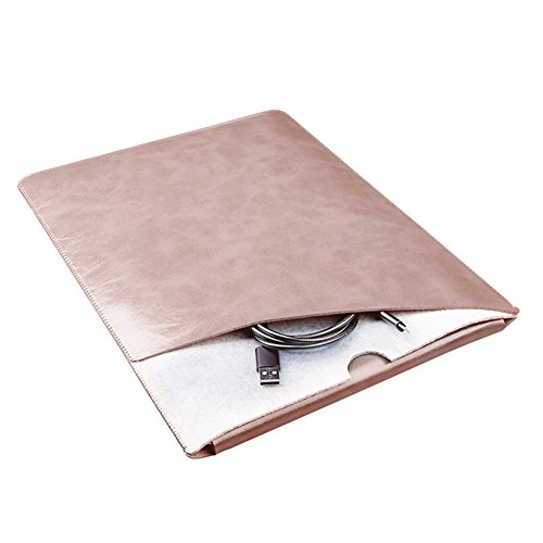 Laptop protective slim case MacBook faux leather sleeve, integrated mouse pad with felt extra pocket for accessories such as mouse, USB cable, f. Rose Gold Macbook Air/Macbook Pro&Pro Retina 13,3"