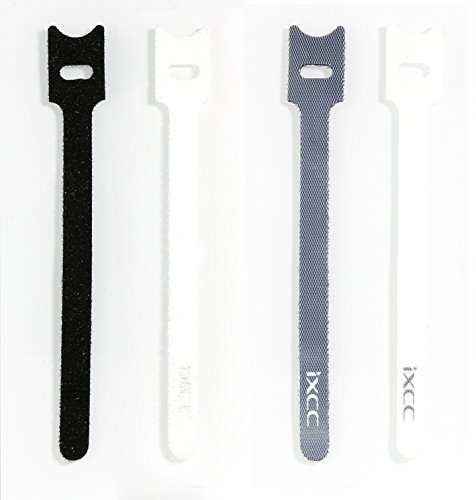 iXCC 60 Packs Reusable Fastening Cable Ties, Wire Straps, Hook and Loop Microfiber Cloth Cord Ties [6-Inch] [Classic Black and White] - Thumbnail 2