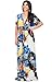 KOH KOH Women's Kimono Sleeve Bright Floral Print V-Neck Maxi Dress