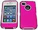 Iphone 4 4S Body Armor Defender - Comparable to Otterbox Defender + 1pc 3ft data cable (Hot Pink on White) by Lucky