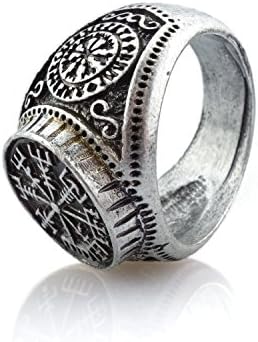Viking Vegvisir in Rune Circle Ring in Silver