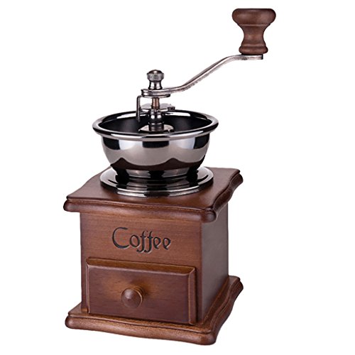 Fityle Vintage Manual Coffee Grinder, Hand Ground Coffee Grinding Mill With Wooden Cleaner Brush For Home Kitchen Accessories Portable - Thumbnail 4