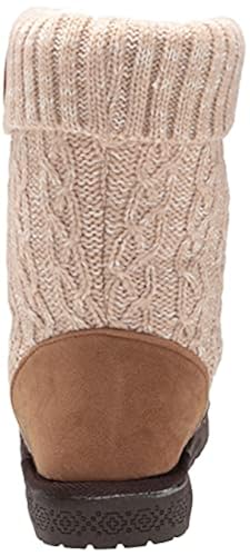 MUK LUKS Women's Janet Boot - Water-Resistant Knit Boots With Side Button, Marl Pattern