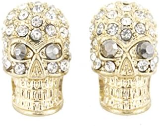 Special Cool Gold tone Full Crystal Skull Head Stud Earrings