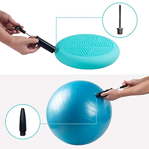 Portable Hand Air Pump - Inflator Kit with Needle, Nozzle for Exercise Ball, Yoga Ball, Bouncy Hopper, Soccer, Basketball, Football, Volleyball, Water Polo, Rugby, Balloon, Swim Inflatables - Thumbnail 2